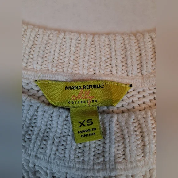 Banana Republic Milly Collection Open Knit Sweater XS White Cotton Classic - Picture 3 of 10